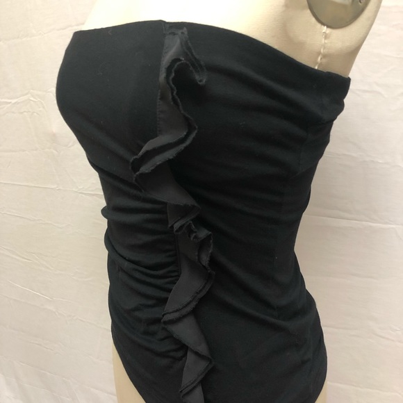 Strapless black camisole with ruffle - Picture 3 of 3